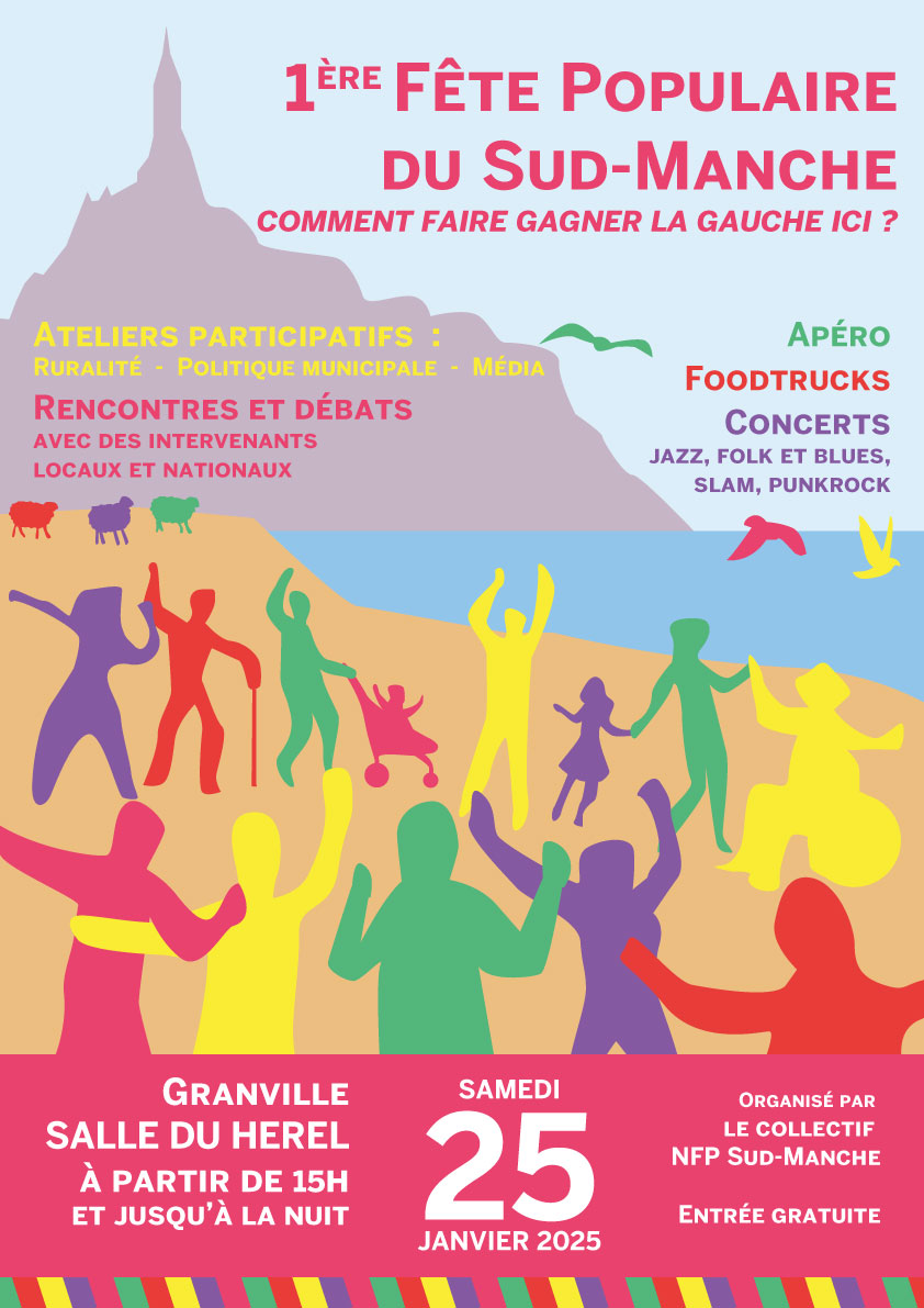 Affiche de la F&ecirc;te Pop du NFP Sud Manche &agrave; Granville le 25 janvier 2025