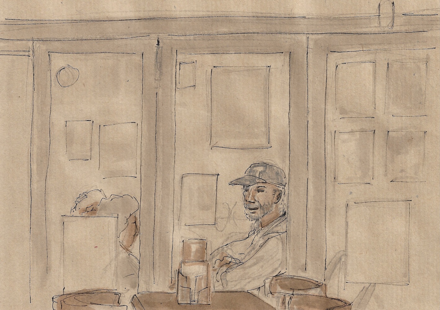 Elle est Suisse, lui Italien, et ils ont choisi de vivre ici, aux alentours de Saint-Jean-le-Thomas, dessin Philippe Duhem